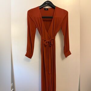 Vici Terracotta/Rust Long Sleeve Maxi Dress